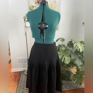 Vintage Black Pleated Wool Skirt